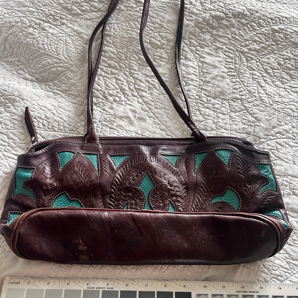 Elegant Brown and Teal Women's Bag